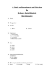 Recruitment and Selection in RRL