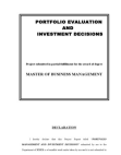 Portfolio Evaluation and Investment Decisions MBA Project