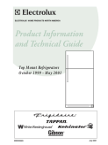 Frigidaire Top Mount Refrigerator Product Information and Technical Guide Service Manual