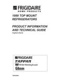 Frigidaire Refrigerator Product Information and Technical Guide TM 1999 Service Manual 5995328951