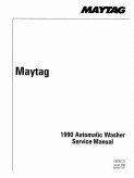 Maytag 1990 Automatic Washer Repair Service Manual