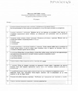 Opstinsko takmicenje iz srpskog jezika za VII razred skolska 2007/2008