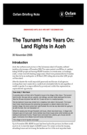 The Tsunami Two Years On: Land rights in Aceh