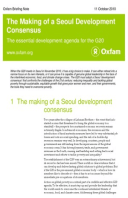 The Making of a Seoul Development Consensus: The essential development agenda for the G20